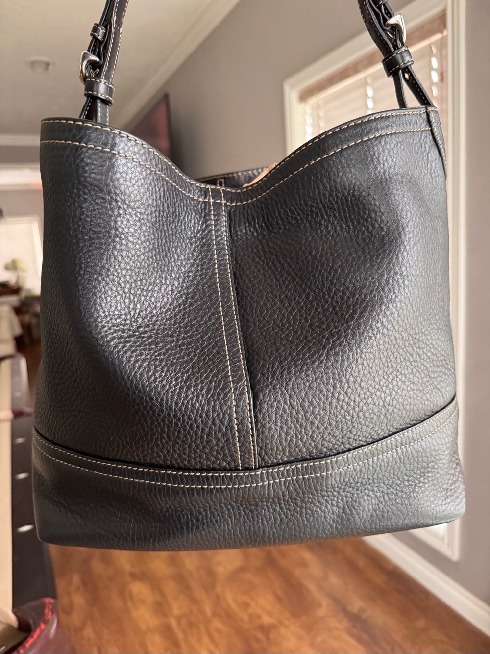 Coach Slouchy Black Pebbled Leather Shoulder Bucket Bag - Picture 2 of 13